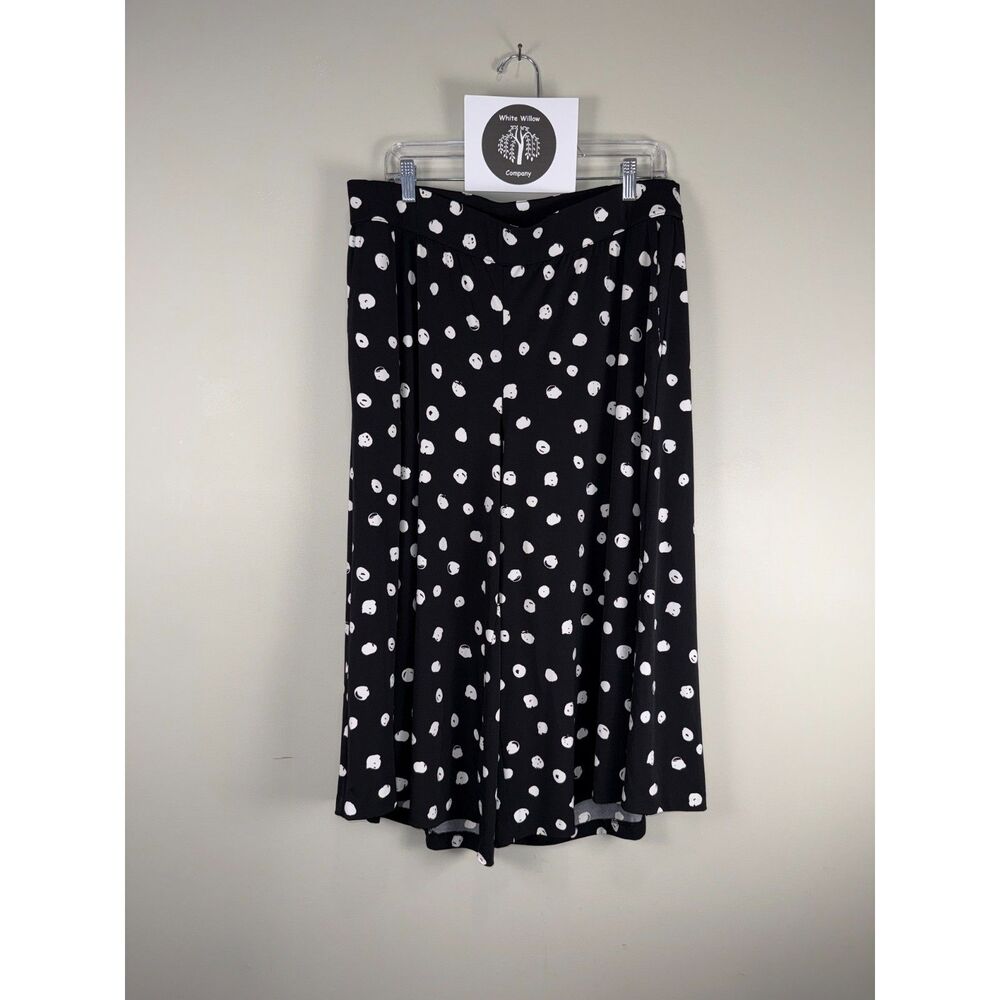 Lane Bryant Women's Black & White Polka Dot Wide Leg Capri Pants Size 14/16